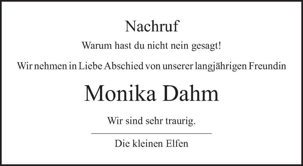  Traueranzeige für Monika Dahm vom 16.03.2024 aus TRIERISCHER_VOLKSFREUND