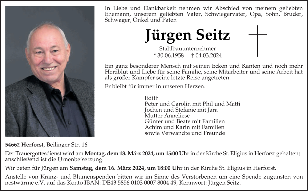  Traueranzeige für Jürgen Seitz vom 09.03.2024 aus trierischer_volksfreund