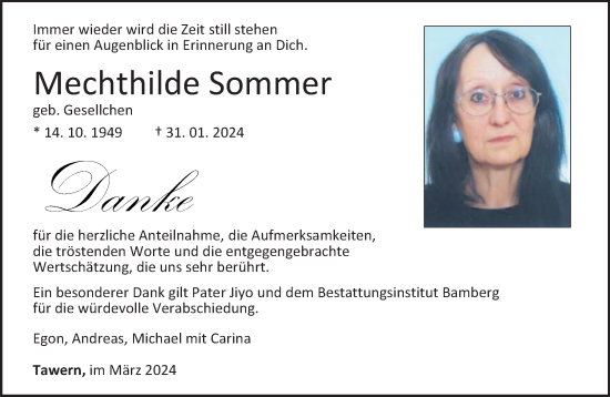 Traueranzeige von Mechthilde Sommer von trierischer_volksfreund