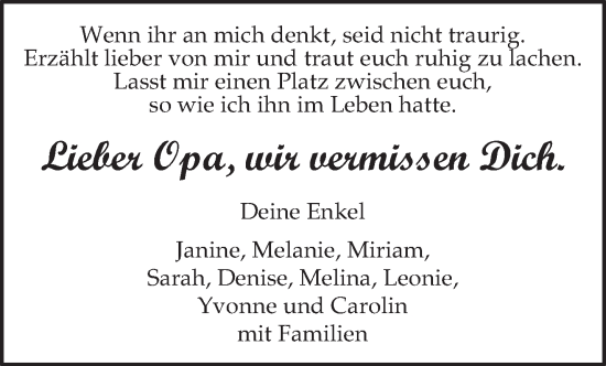 Traueranzeige von Opa  von trierischer_volksfreund