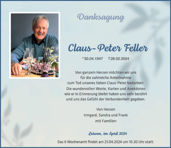 Traueranzeige von Claus-Peter Feller von trierischer_volksfreund