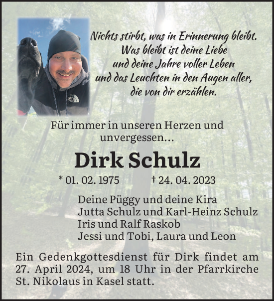 Traueranzeige von Dirk Schulz von trierischer_volksfreund