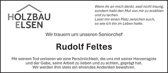 Traueranzeige von Rudolf Feltes von trierischer_volksfreund