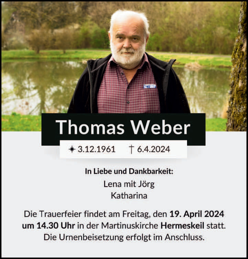  Traueranzeige für Thomas Weber vom 13.04.2024 aus trierischer_volksfreund