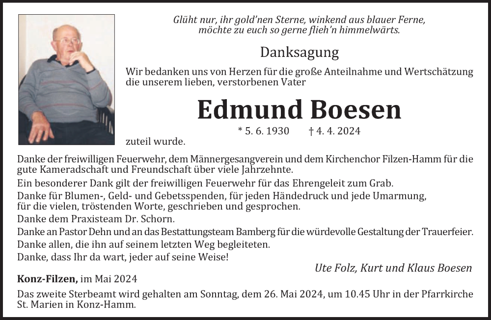  Traueranzeige für Edmund Boesen vom 17.05.2024 aus trierischer_volksfreund