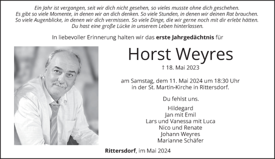 Traueranzeige von Horst Weyres von trierischer_volksfreund