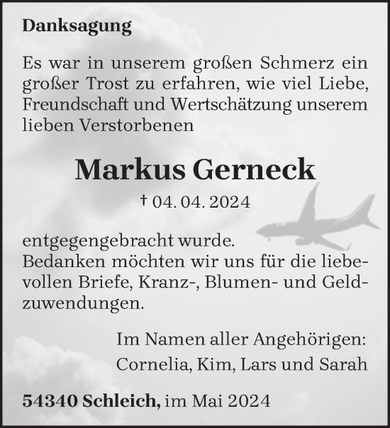 Traueranzeige von Markus Gerneck von trierischer_volksfreund