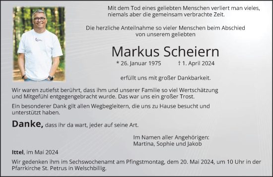 Traueranzeige von Markus Scheiern von trierischer_volksfreund