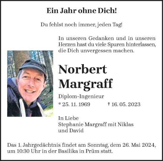 Traueranzeige von Norbert Margraff von trierischer_volksfreund