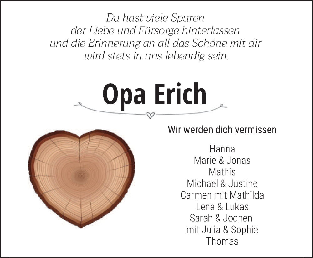  Traueranzeige für Opa Erich  vom 25.05.2024 aus trierischer_volksfreund