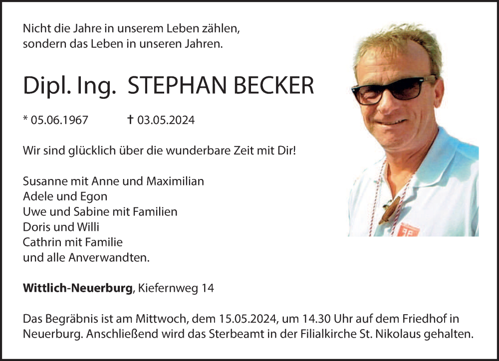  Traueranzeige für Stephan Becker vom 11.05.2024 aus trierischer_volksfreund