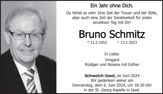 Traueranzeige von Bruno Schmitz von trierischer_volksfreund