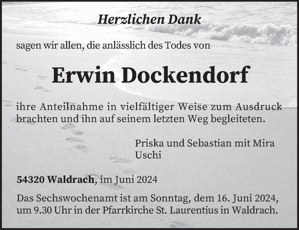  Traueranzeige für Erwin Dockendorf vom 08.06.2024 aus trierischer_volksfreund