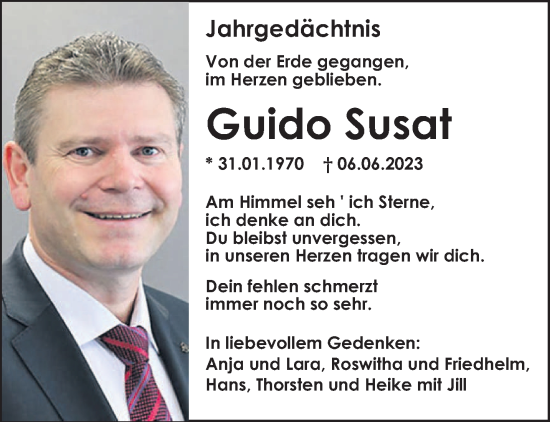 Traueranzeige von Guido Susat von trierischer_volksfreund