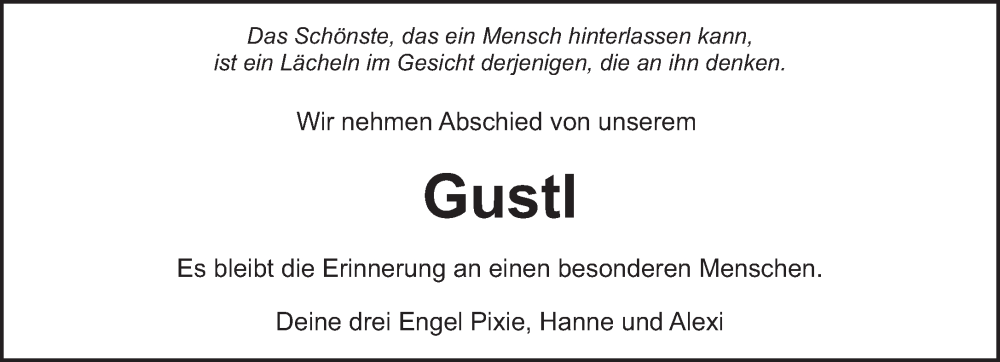  Traueranzeige für Gustl  vom 01.06.2024 aus trierischer_volksfreund