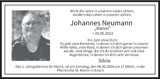 Traueranzeige von Johannes Neumann von trierischer_volksfreund