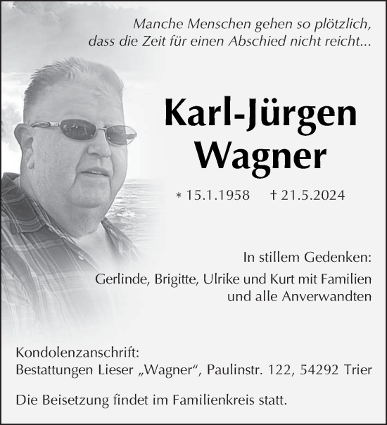 Traueranzeige von Karl-Jürgen Wagner von trierischer_volksfreund