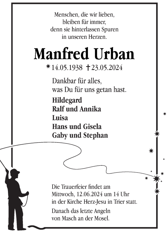 Traueranzeige von Manfred Urban von trierischer_volksfreund