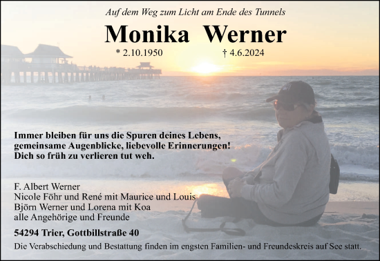 Traueranzeige von Monika Werner von trierischer_volksfreund