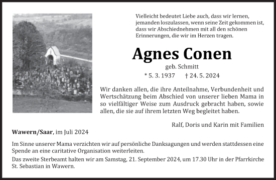 Traueranzeige von Agnes Conen von trierischer_volksfreund