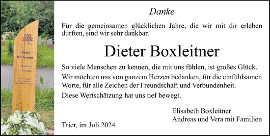 Traueranzeige von Dieter Boxleitner von trierischer_volksfreund