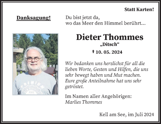 Traueranzeige von Dieter Thommes von trierischer_volksfreund