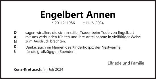 Traueranzeige von Engelbert Annen von trierischer_volksfreund