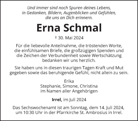 Traueranzeige von Erna Schmal von trierischer_volksfreund