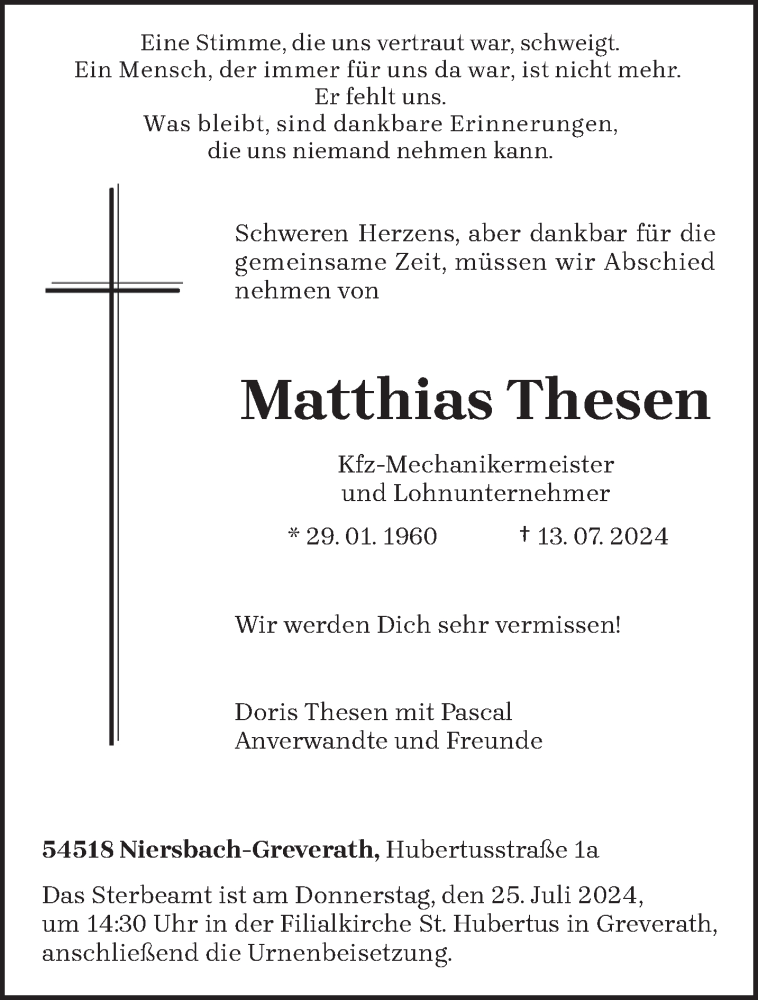  Traueranzeige für Matthias Thesen vom 20.07.2024 aus trierischer_volksfreund