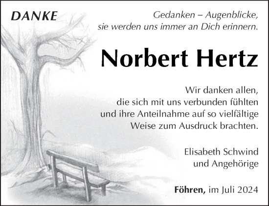 Traueranzeige von Norbert Hertz von trierischer_volksfreund