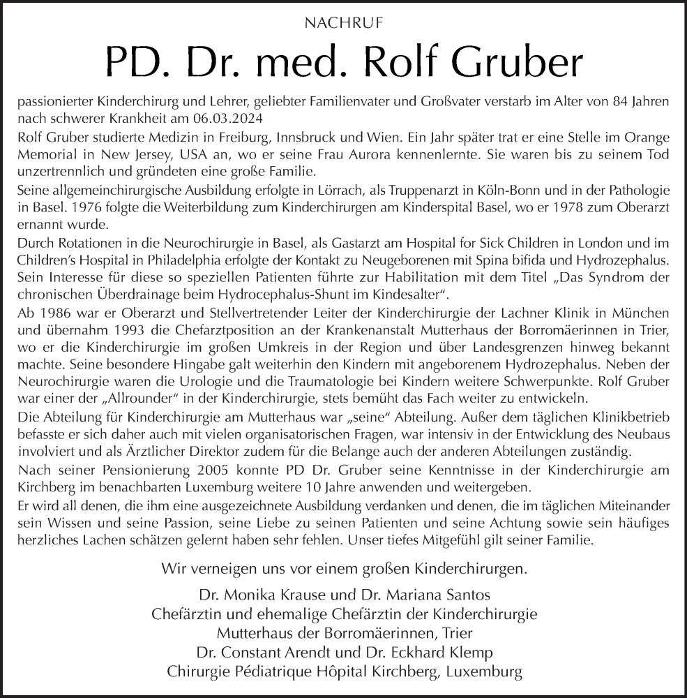  Traueranzeige für Rolf Gruber vom 13.07.2024 aus trierischer_volksfreund