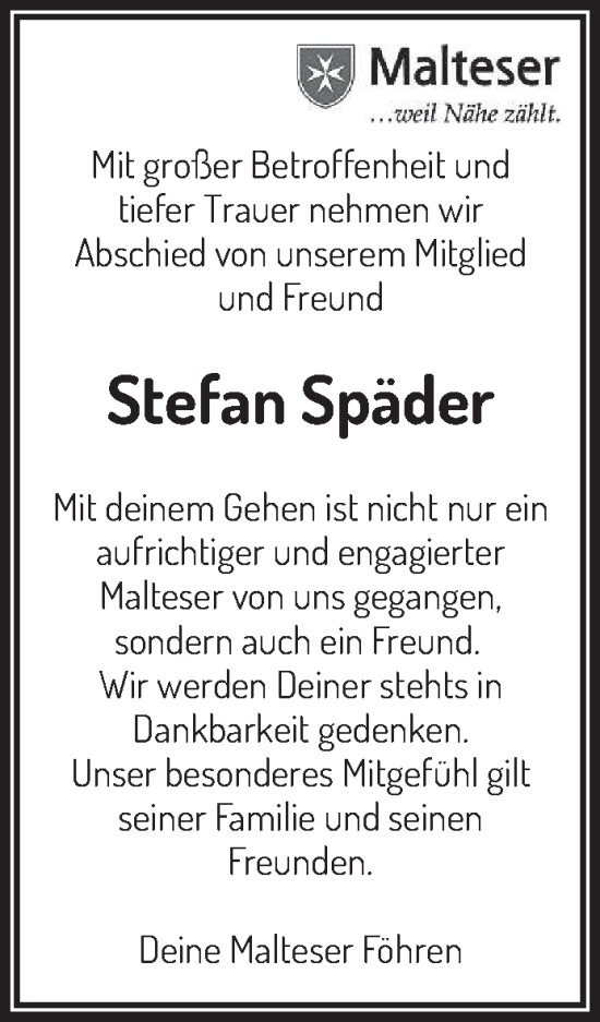 Traueranzeige von Stefan Späder von trierischer_volksfreund