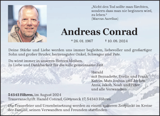 Traueranzeige von Andreas Conrad von trierischer_volksfreund