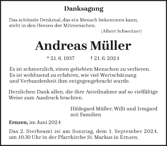 Traueranzeige von Andreas Müller von trierischer_volksfreund