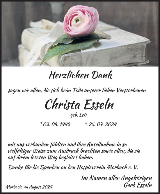 Traueranzeige von Christa Esseln von trierischer_volksfreund