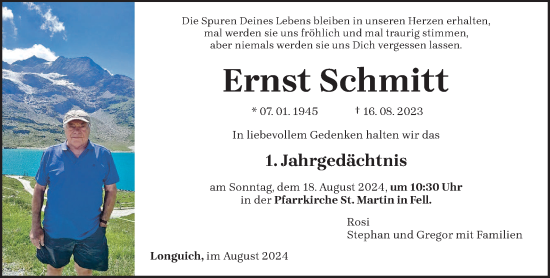 Traueranzeige von Ernst Schmitt von trierischer_volksfreund