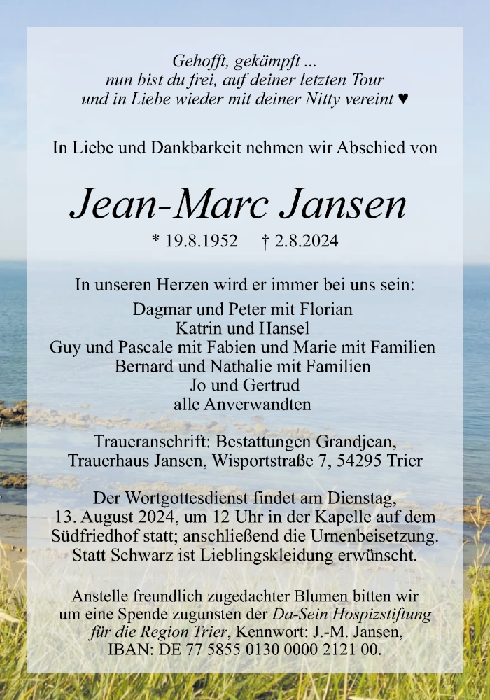  Traueranzeige für Jean-Marc Jansen vom 10.08.2024 aus trierischer_volksfreund