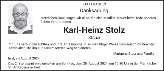 Traueranzeige von Karl-Heinz Stolz von trierischer_volksfreund