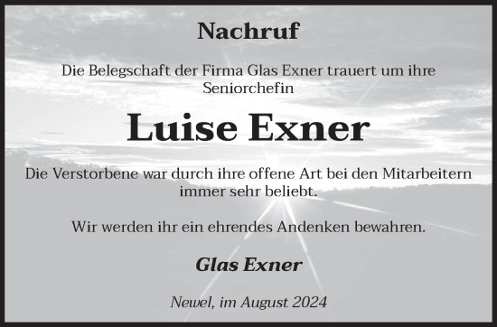 Traueranzeige von Luise Exner von trierischer_volksfreund