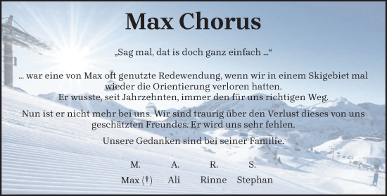 Traueranzeige von Max Chorus von trierischer_volksfreund