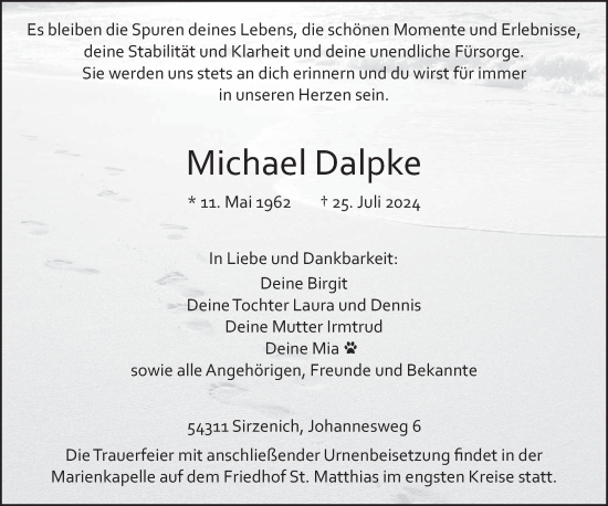 Traueranzeige von Michael Dalpke von trierischer_volksfreund