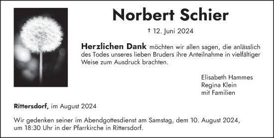 Traueranzeige von Norbert Schier von trierischer_volksfreund
