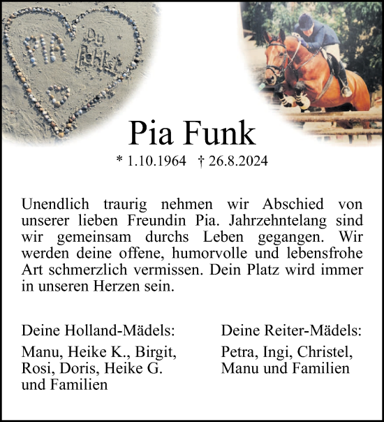 Traueranzeige von Pia Funk von trierischer_volksfreund