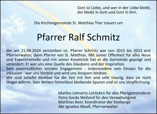 Traueranzeige von Ralf Schmitz von trierischer_volksfreund