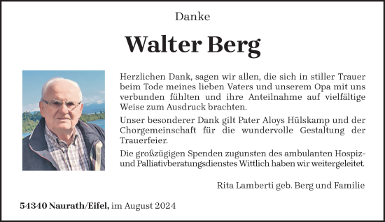 Traueranzeige von Walter Berg von trierischer_volksfreund