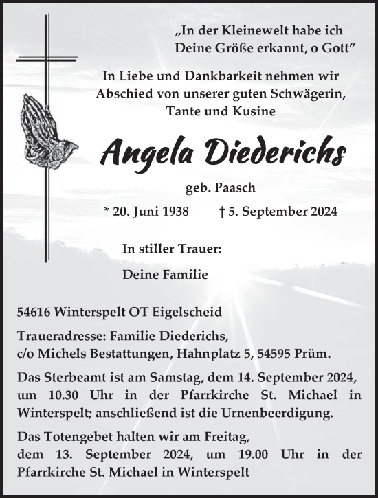 Traueranzeige von Angela Diederichs von trierischer_volksfreund