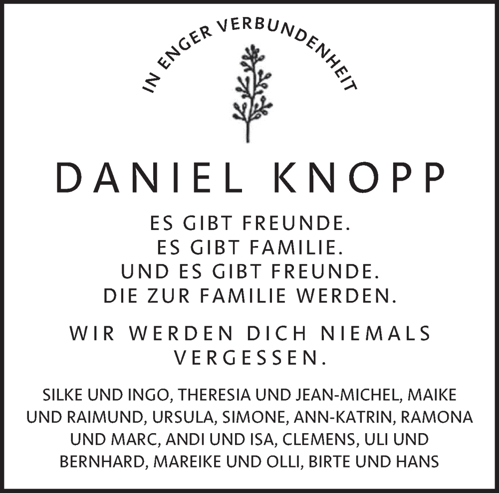  Traueranzeige für Daniel Knopp vom 17.09.2024 aus trierischer_volksfreund