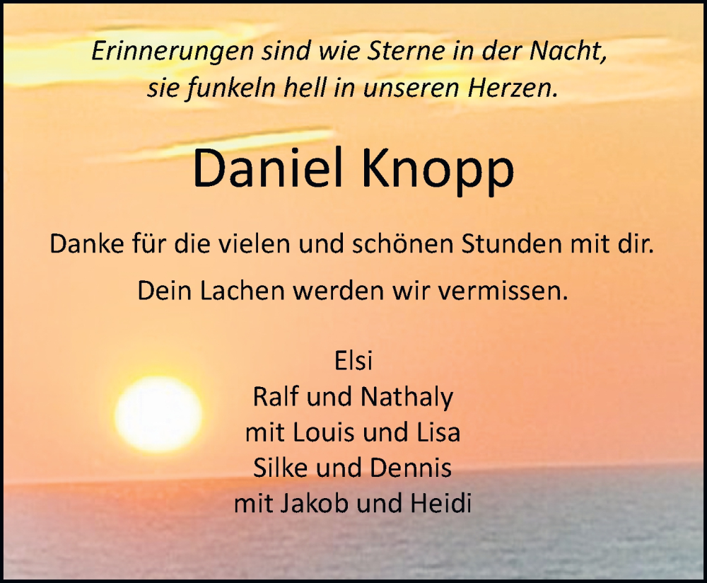  Traueranzeige für Daniel Knopp vom 18.09.2024 aus trierischer_volksfreund