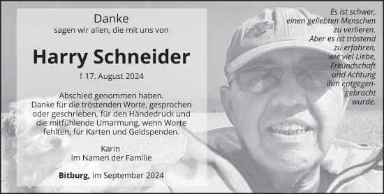 Traueranzeige von Harry Schneider von trierischer_volksfreund