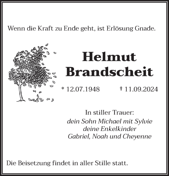 Traueranzeige von Helmut Brandscheit von trierischer_volksfreund